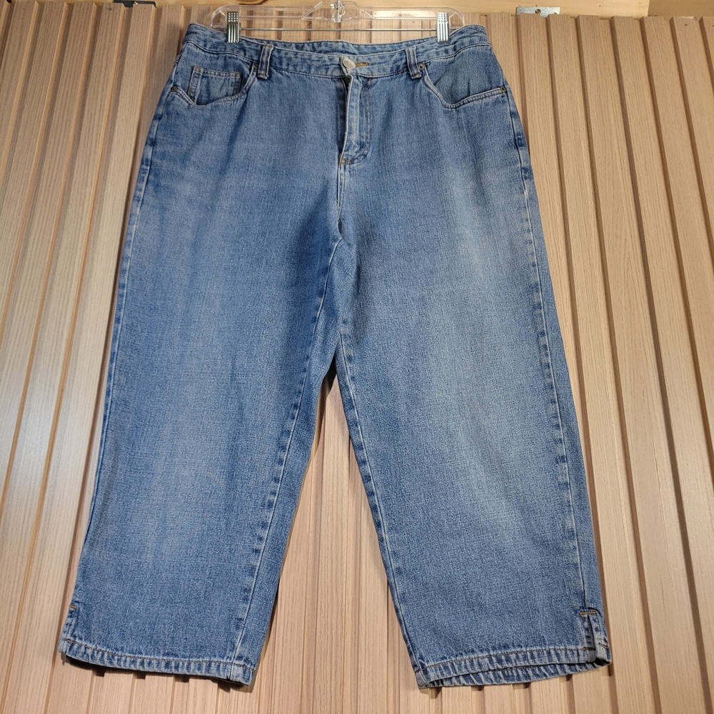 Bill Blass Jeanswear Women 12 Blue Denim Cropped High Rise Straight Leg Jeans